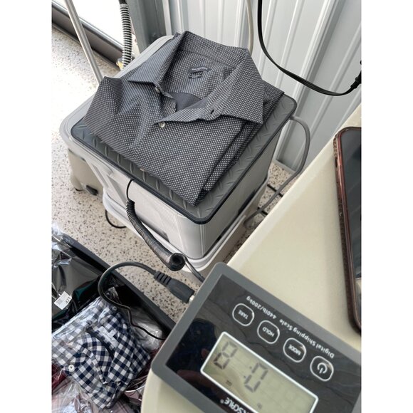 Van Heusen Flex Slim Fit Button Down Shirt Men 16.5/34-35 Black White Officewear - Picture 7 of 7